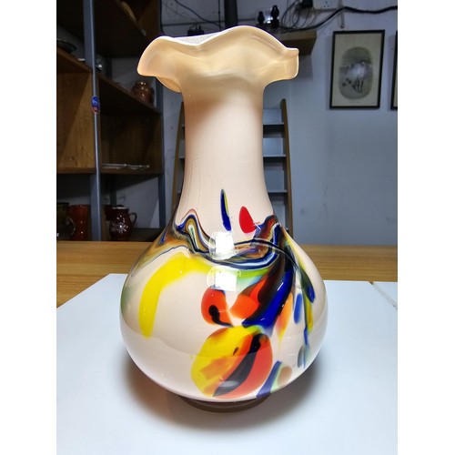 157 - 3x good quality art glass vases to include a stunning genuine Murano Flavio Poli Seguso vase, a Whit... 