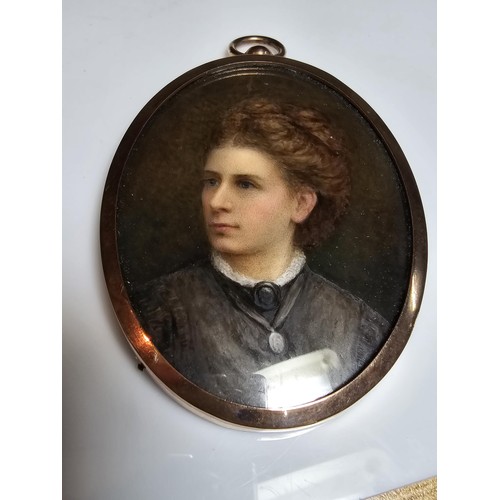 161 - 2x antique miniature hand painted portraits framed and glazed featuring intricate detail. Please stu... 