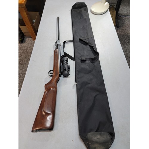 289 - A .22 cal Remmel air rifle complete with Bushnell 2 x 42 scope, vendor has fitted a new spring, in w... 