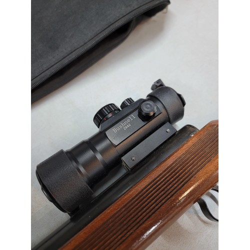 289 - A .22 cal Remmel air rifle complete with Bushnell 2 x 42 scope, vendor has fitted a new spring, in w... 