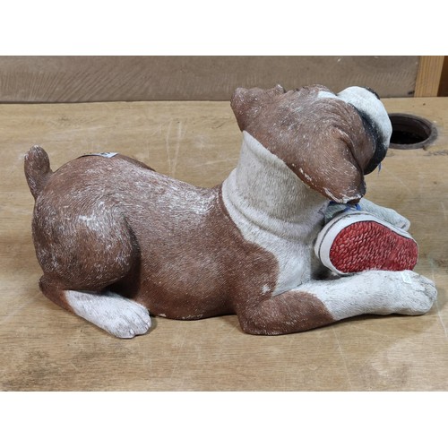 369 - A rare vintage very well cast Sandicast J156 boxer puppy. Signed to the base by Sandra brue, depicti... 