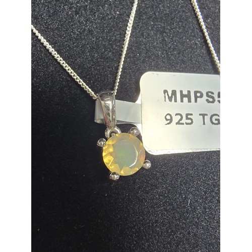 186 - As New Pretty 925 Silver Solitaire pendant inset with a genuine Ethiopian Opal stone presenting exce... 