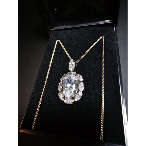 193 - Stunning statement piece925 Silver pendant inset with a quantity of faceted sparkly CZ crystal stone... 