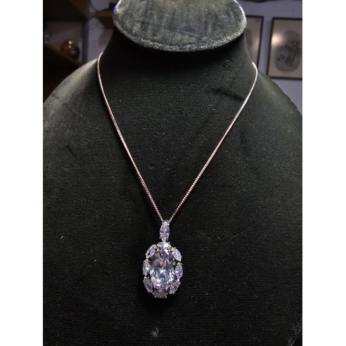 193 - Stunning statement piece925 Silver pendant inset with a quantity of faceted sparkly CZ crystal stone... 