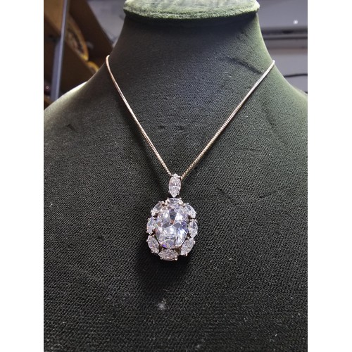 193 - Stunning statement piece925 Silver pendant inset with a quantity of faceted sparkly CZ crystal stone... 