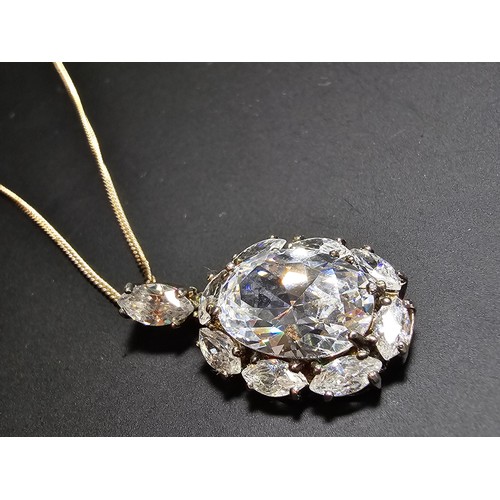 193 - Stunning statement piece925 Silver pendant inset with a quantity of faceted sparkly CZ crystal stone... 