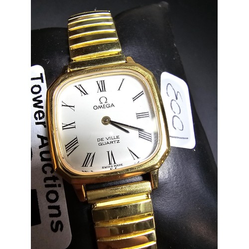 195 - Genuine Ladies Omega De Ville Quartz watch having a 5 jewel movement, the winding crown requires att... 