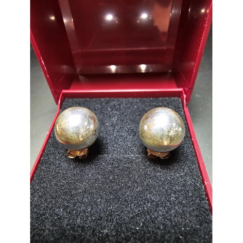 198 - Pair of 925 Silver stud large ball earrings in good clean condition - boxed.