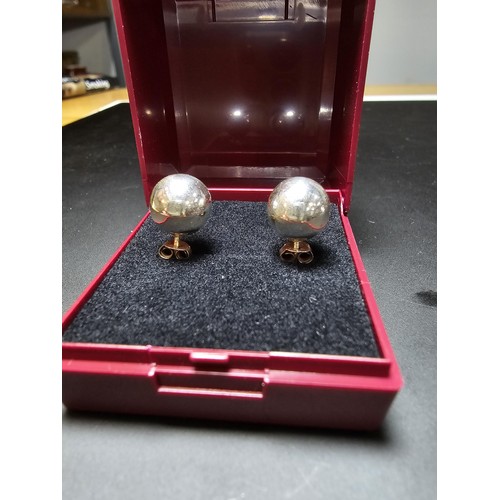 198 - Pair of 925 Silver stud large ball earrings in good clean condition - boxed.