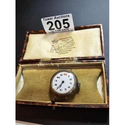 205 - Vintage hallmarked Silver cased Wrist watch having a 15 jewel movement signed A. Allemann & Fils, Sw... 