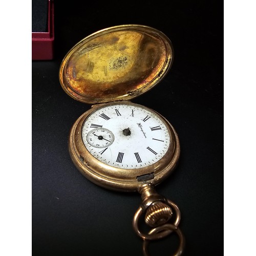 250 - A good quality vintage gold plated fob watch by Hampden, the case is marked Dueber special, the watc... 