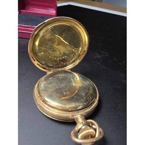 250 - A good quality vintage gold plated fob watch by Hampden, the case is marked Dueber special, the watc... 