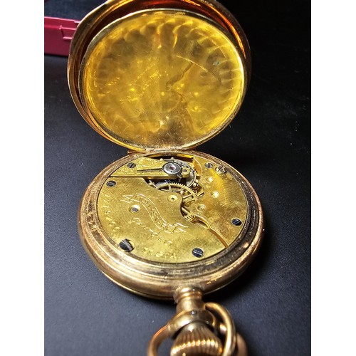 250 - A good quality vintage gold plated fob watch by Hampden, the case is marked Dueber special, the watc... 