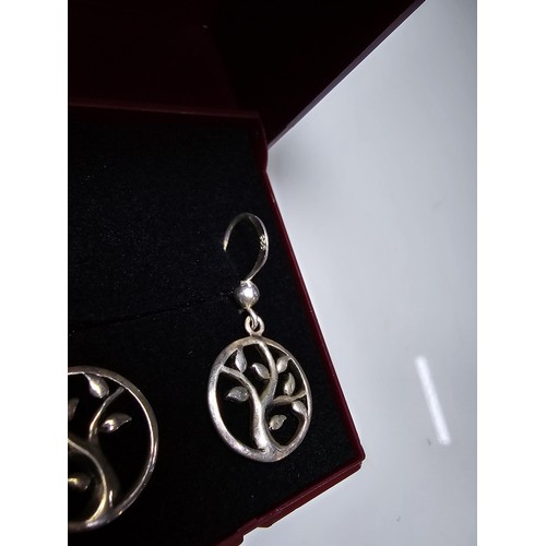 211 - Pair of 925 Silver Tree of Life drop earrings in unused condition - boxed