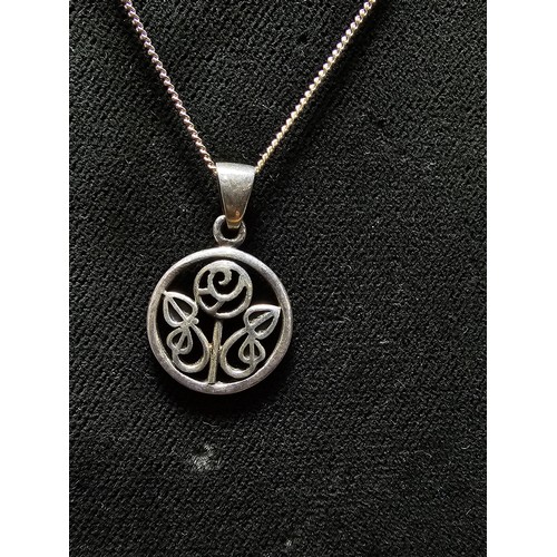 216 - 925 Silver Charles Rennie Mackintosh design pendant on a 18 inch 925 Silver chain in clean condition... 