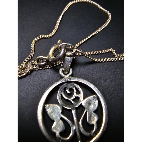 216 - 925 Silver Charles Rennie Mackintosh design pendant on a 18 inch 925 Silver chain in clean condition... 