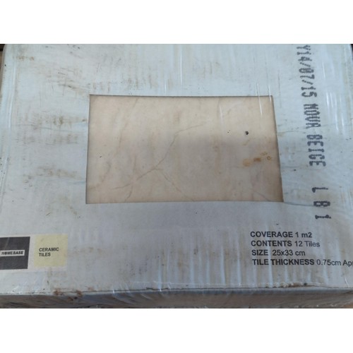 393 - 4 sealed boxes of Chicago beige wall tiles along with 15 extra tiles, each tile measures 25cm x 33cm... 