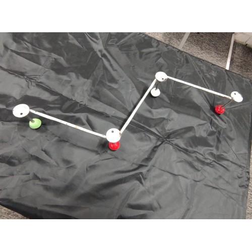 334A - An original 1960's atomic sputnik design coat hanger with colourful ball ends. Length of 55cm.