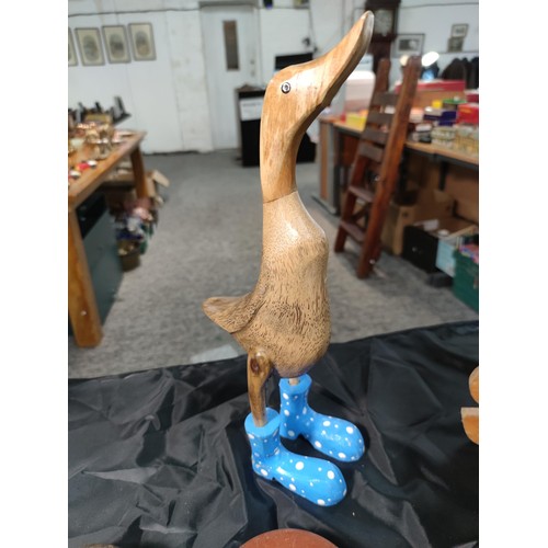 331 - A quantity of collectables including a wooden and metal bound barrel on stand, 2 fair trade ducks (i... 