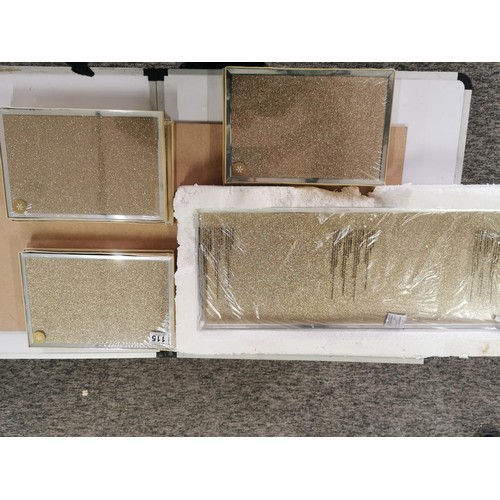 115 - 9 boxes of new and sealed Laura Ashley glass glitter gold 2 set place mats along with a large glitte... 