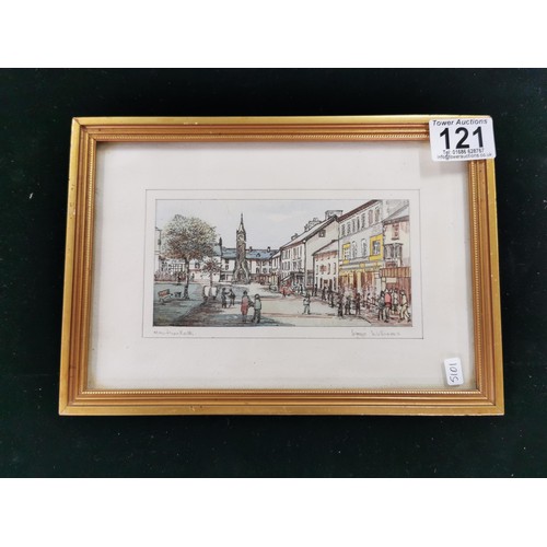 121 - An original framed and glazed ink and water colour drawing of Machynlleth by Lyn Williams. The pictu... 