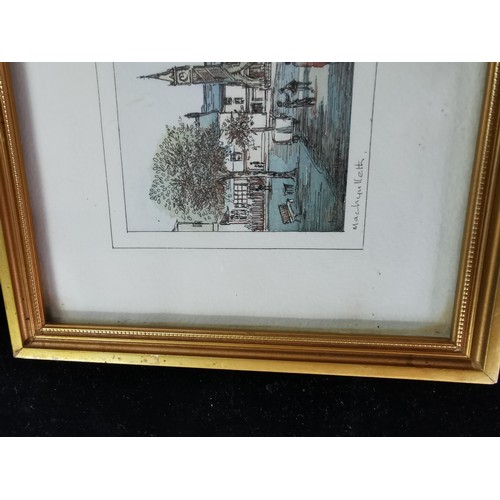 121 - An original framed and glazed ink and water colour drawing of Machynlleth by Lyn Williams. The pictu... 