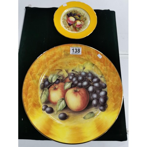 138 - 2 collectable plates inc an Aynsley orchard gold side plate and a plate depicting apples and grapes ... 