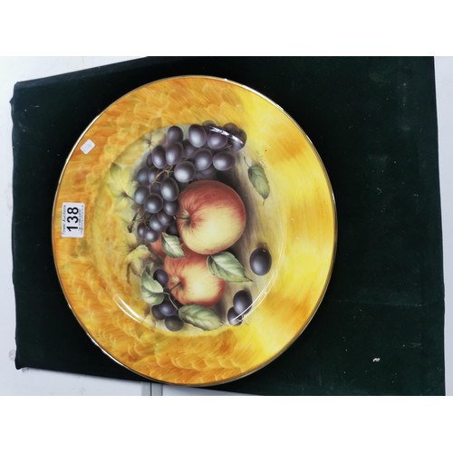 138 - 2 collectable plates inc an Aynsley orchard gold side plate and a plate depicting apples and grapes ... 