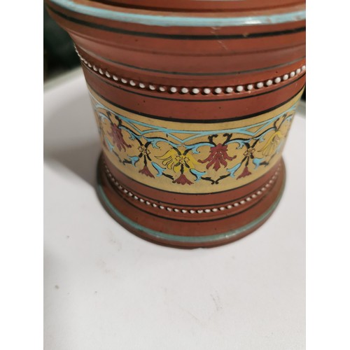 143 - A quantity of collectables including a studio pottery urn a Grecian style hand painted urn, a 2 tone... 