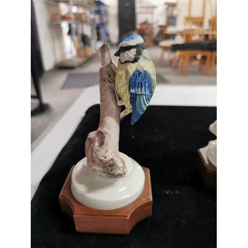 149 - 3 boxed Albany fine china bird figurines standing on wooden plinths, all with COA's, 2500 of each fi... 