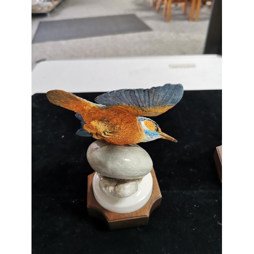 149 - 3 boxed Albany fine china bird figurines standing on wooden plinths, all with COA's, 2500 of each fi... 