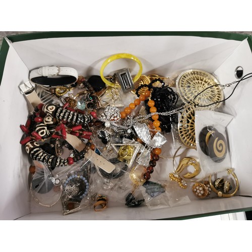 150 - 2 boxes containing a large quantity of costume jewellery to include very colourful brooches, necklac... 