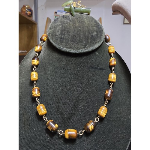 234 - Quantity of semi Precious stone jewellery to include 2x Tigers Eye beaded necklaces, Tigers Eye drop... 