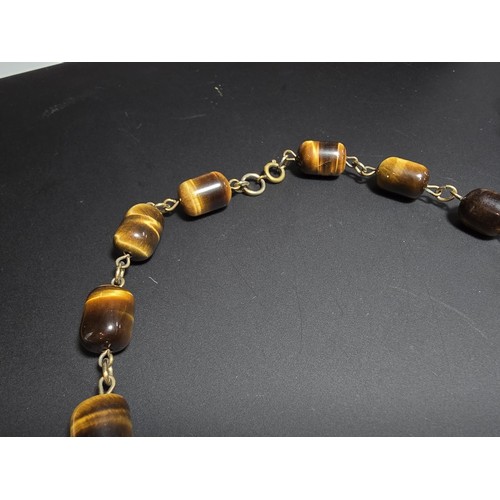 234 - Quantity of semi Precious stone jewellery to include 2x Tigers Eye beaded necklaces, Tigers Eye drop... 