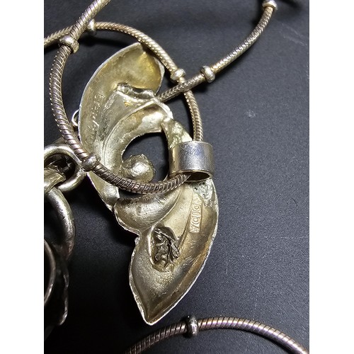 233 - A Large 925 silver pendant depicting a bunch of grapes (signed to the back) on a 925 silver 18