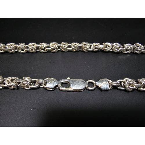 236 - Fine quality Hallmarked 925 Silver heavy neck chain with an unusual knot link design in excellent cl... 