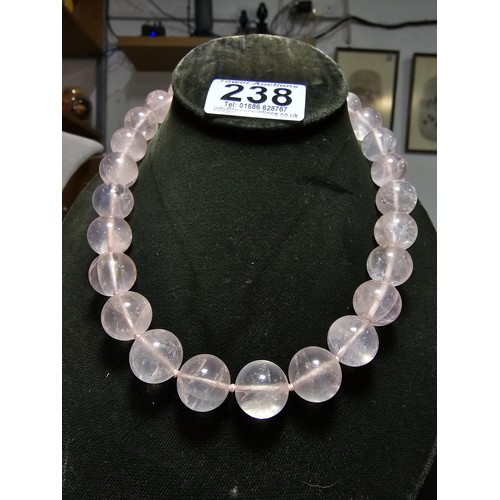 238 - A good quality large rose quartz beaded 16