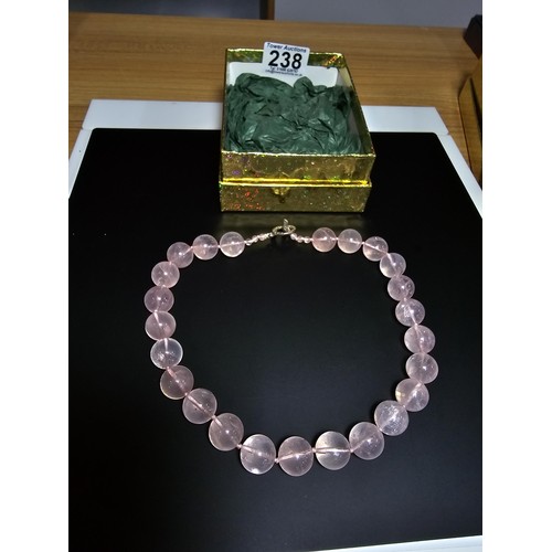 238 - A good quality large rose quartz beaded 16