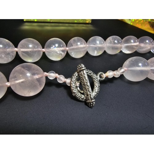 238 - A good quality large rose quartz beaded 16