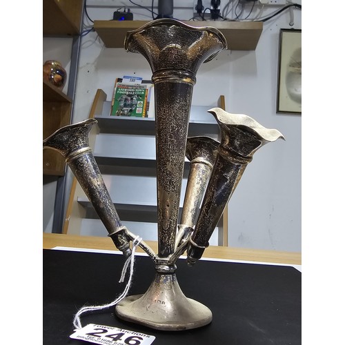 246 - A hallmarked Birmingham silver 4 tier epergne with 3 detachable stems, with a weighted base