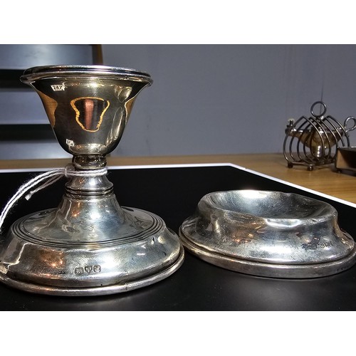 247 - A quantity of silver pieces including a Chester hallmarked silver candlestick (weighted), a Birmingh... 