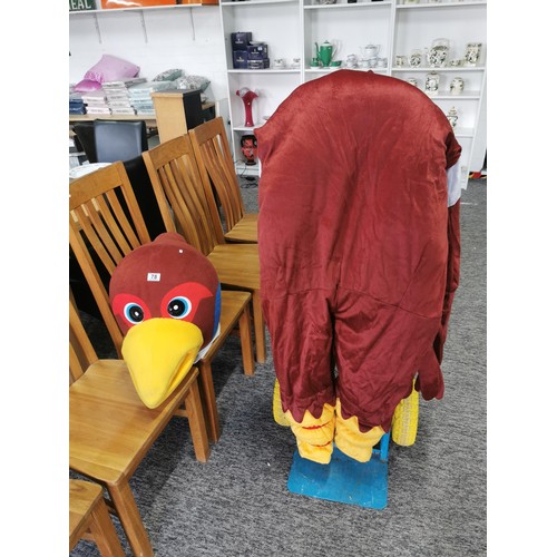 78 - A bird formed full body mascot suit including detachable head, in overall good condition.