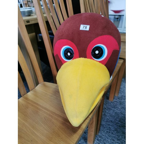 78 - A bird formed full body mascot suit including detachable head, in overall good condition.