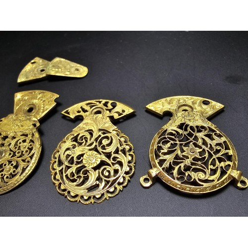 257 - Quantity of various ornate pierced gilt pocket watch parts, 1x of the parts has been re-fashioned in... 