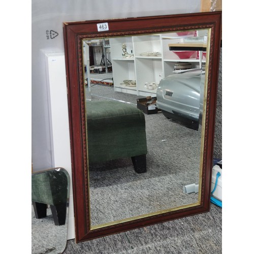 463 - A large bevel edged modern mirror with a wooden frame along with a vintage Art Deco bevel edged mirr... 