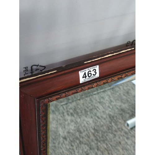 463 - A large bevel edged modern mirror with a wooden frame along with a vintage Art Deco bevel edged mirr... 