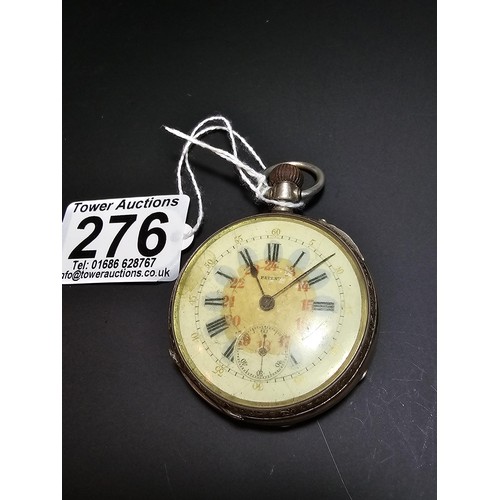 276 - Genuine WWII Era German Third Reich Fine Silver pocket watch. The case opens to reveal an engraved d... 