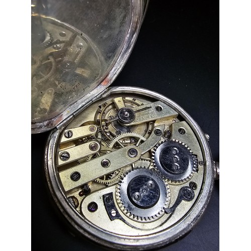 276 - Genuine WWII Era German Third Reich Fine Silver pocket watch. The case opens to reveal an engraved d... 