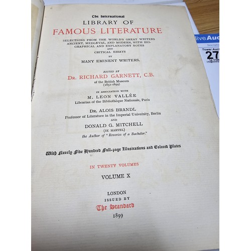 277 - An antique The International library of famous literature edited by doctor Richard Garnett, C.B. vol... 