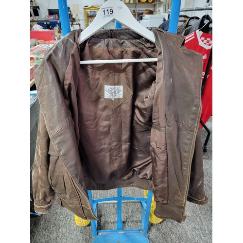 119 - A genuine leather brown motorcycle style gents jacket by Challenger, in good overall condition.